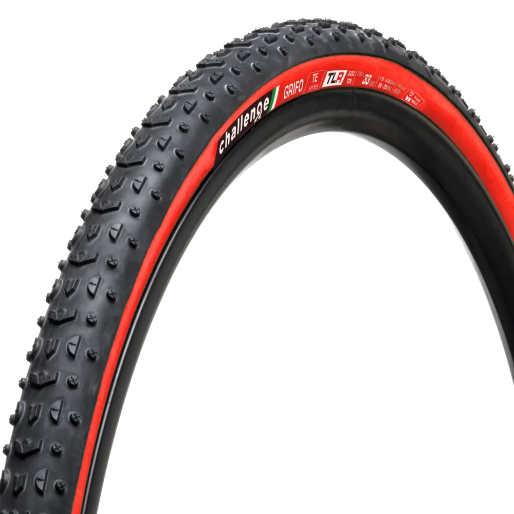 Challenge Grifo Te (Team Edition) Tlr Handmade Cyclocross Tyre 700C X 33C (Black/Red) 1