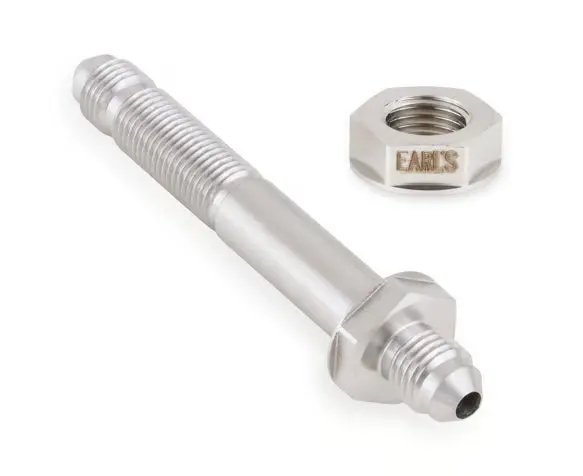Earl's Straight -3 Bulkhead - Stainless Steel Long - Through Frame Style Fitting - 1.5" To 2.0" 1