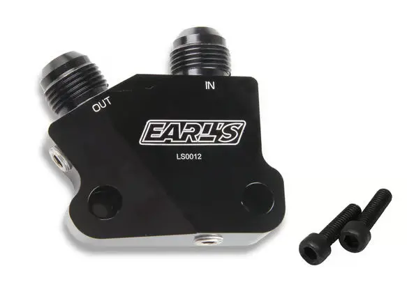 Earls Ls Side Mount Oil Cooler Adapter, 10 An Male, (2) 1/8" Npt Ports 1