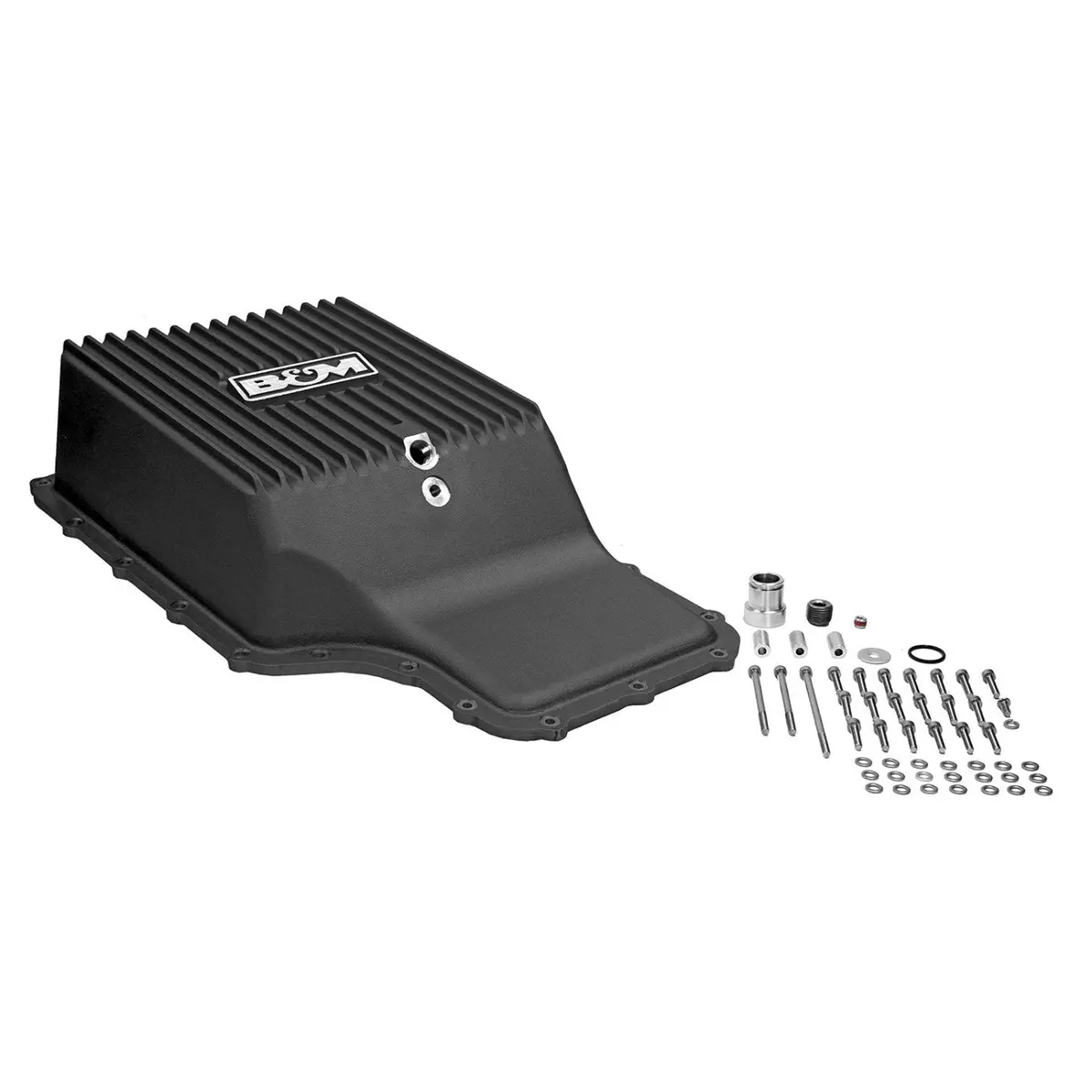 '11-22 Ford F250/F350 B&M Hi-Tek Deep Transmission Pan - Black 1