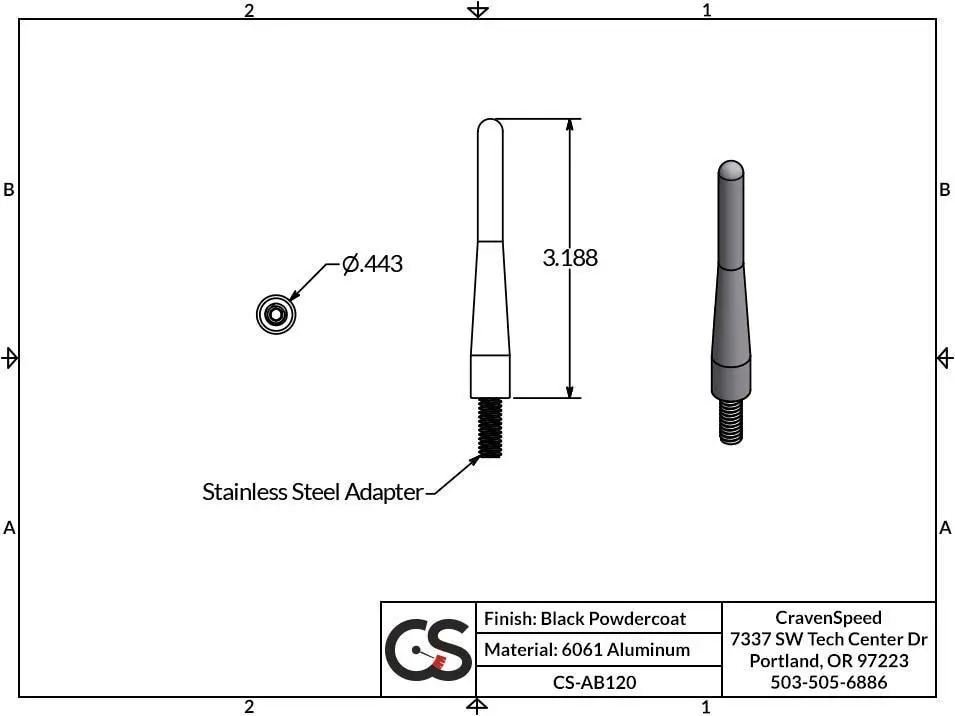 '11-23 Ford F250/350 Orginal Stubby Antenna 2