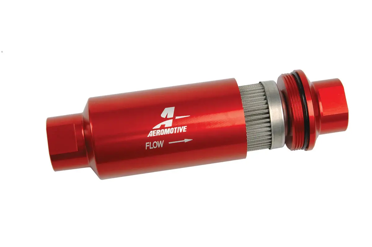 100 Micron Red Fuel Filter With Orb-10 Ports & Stainless Mesh Element 1