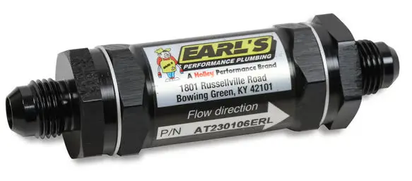 Earl's Fuel Filter W/ Sintered Bronze Element - 35 Micron - 8 An Male Inlet & Outlet - Black 1
