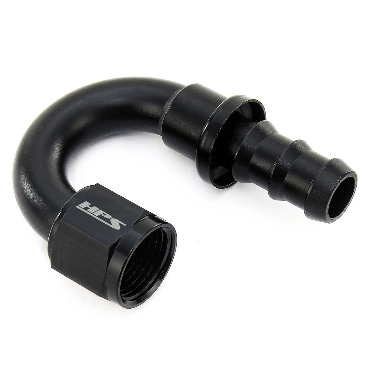 Hps Performance 180 Degree -4 Push-On Hose End To An Female, Aluminum, Black 1