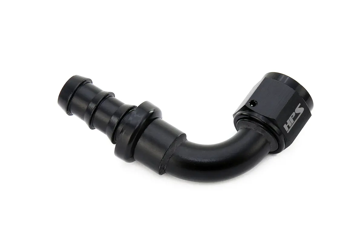 Hps Performance 90 Degree -12 Push-On Hose End To An Female, Aluminum, Black 1