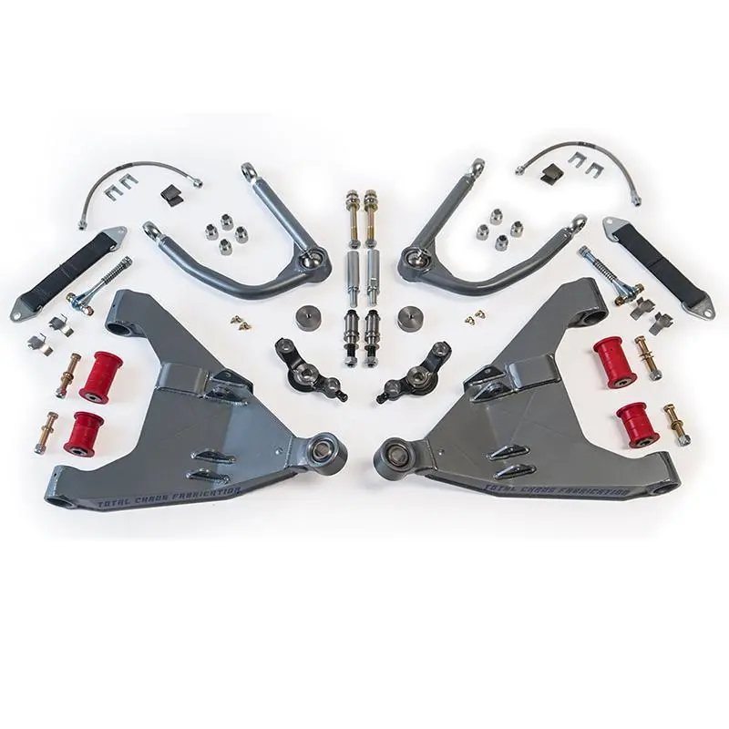 Race-ready long travel suspension kit for 2016–2023 Toyota Tacoma Prerunner and 4WD models, featuring precision-built 4130 chromoly steel lower control arms with +3.5-inch travel capability