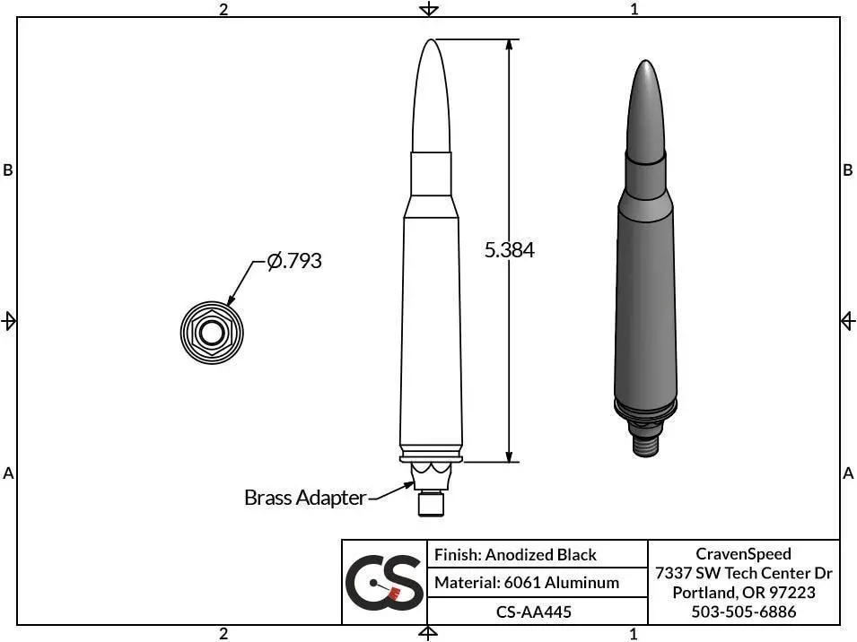 '20-23 Jeep Gladiator (Jt) Bullet Style Stubby Antenna 1