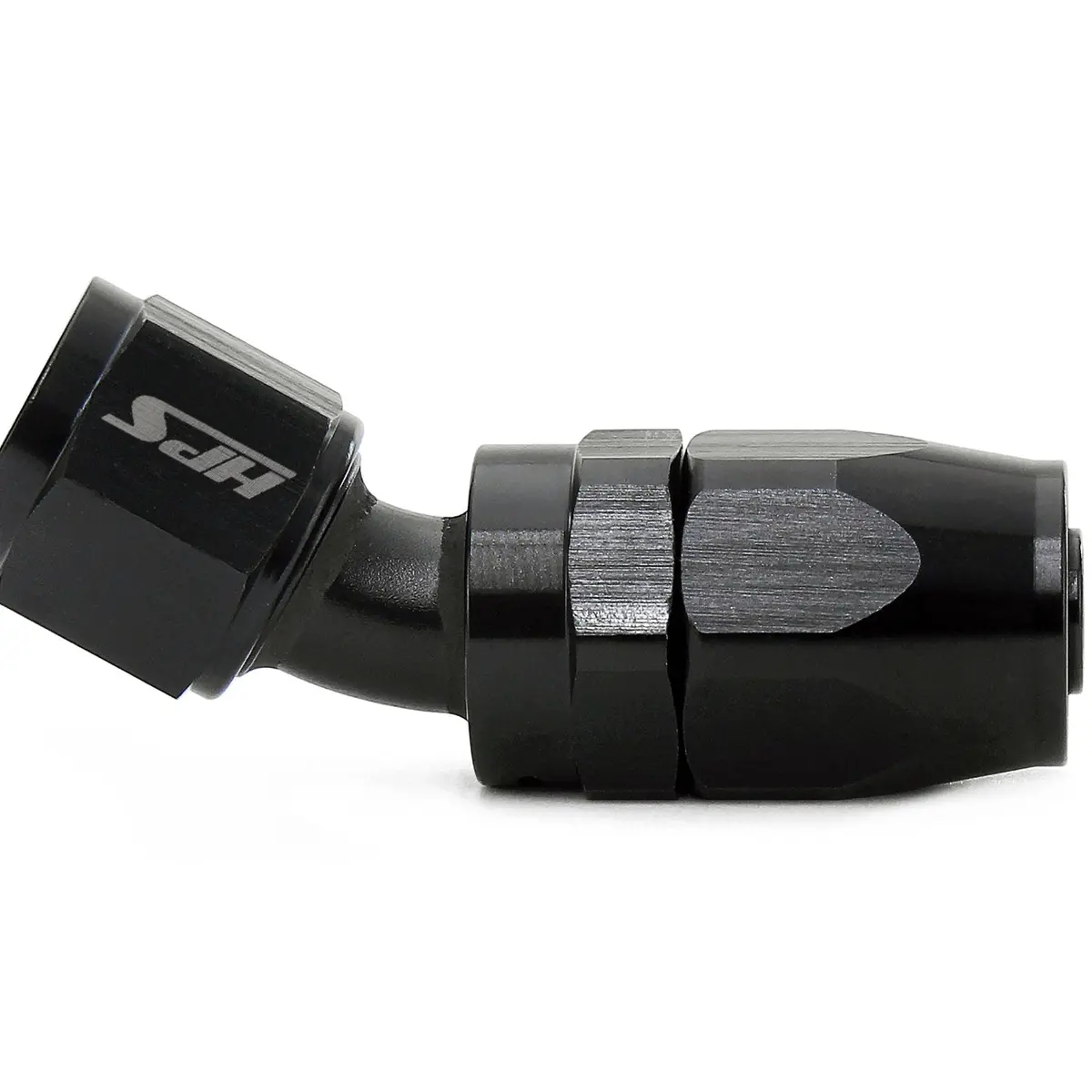 Hps Performance 30 Degree -8 Compression Double Swivel Hose End To An Female, Aluminum, Black 1