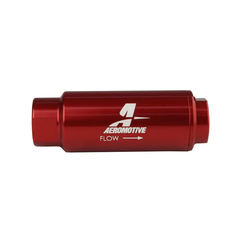 40 Micron Red Fuel Filter With 3/8 Npt Ports & Stainless Mesh Element 1