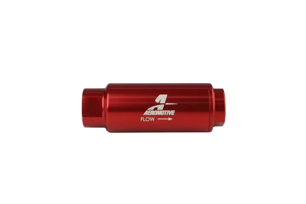 100 Micron Red Fuel Filter With 3/8 Npt Ports & Stainless Mesh Element 1