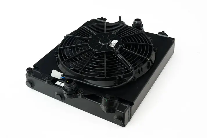 Universal Half Radiator - Evo 7/8/9 / 92-00 Civic - W/ Spal Fan & Shroud - Black 1