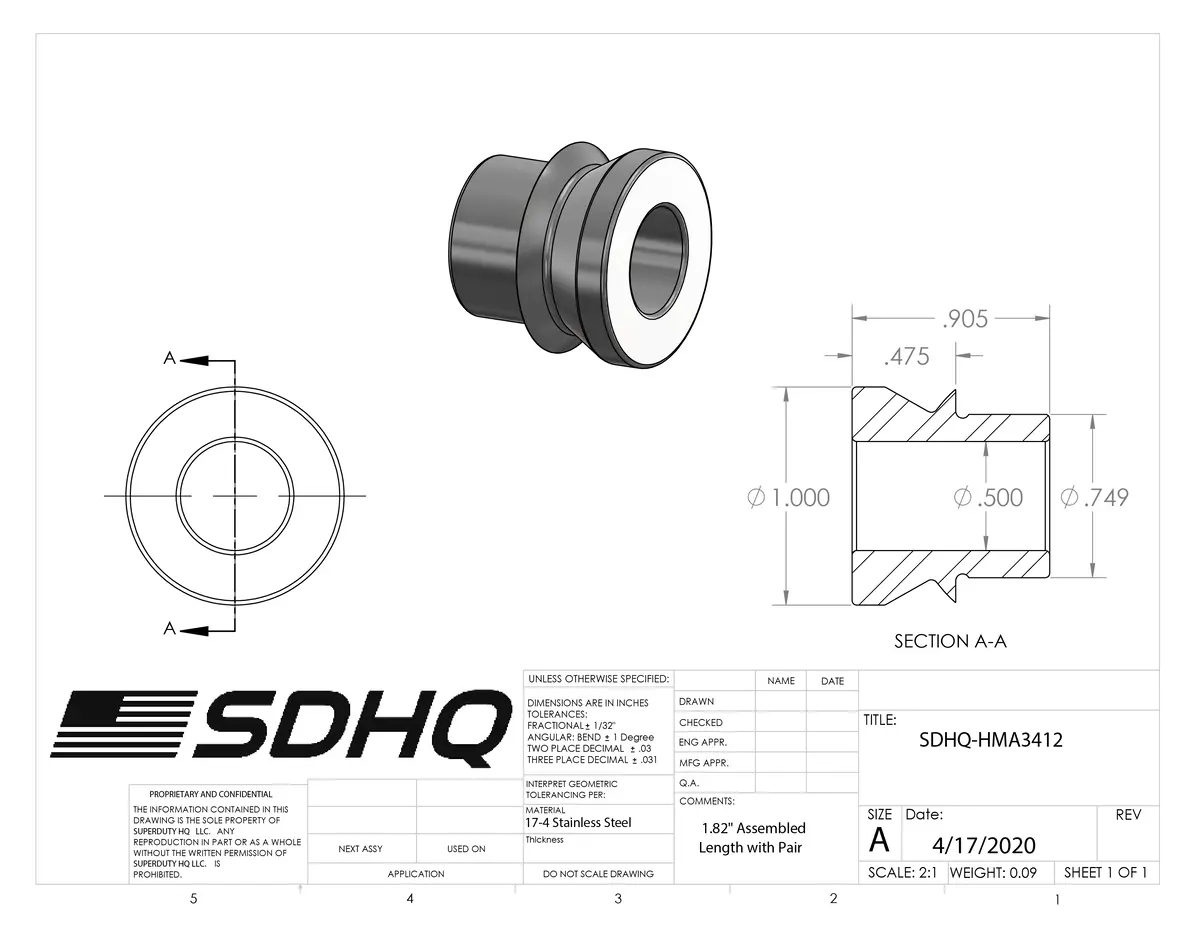 3/4"-1/2" High Misalignment Spacer-0.91" Tall 2