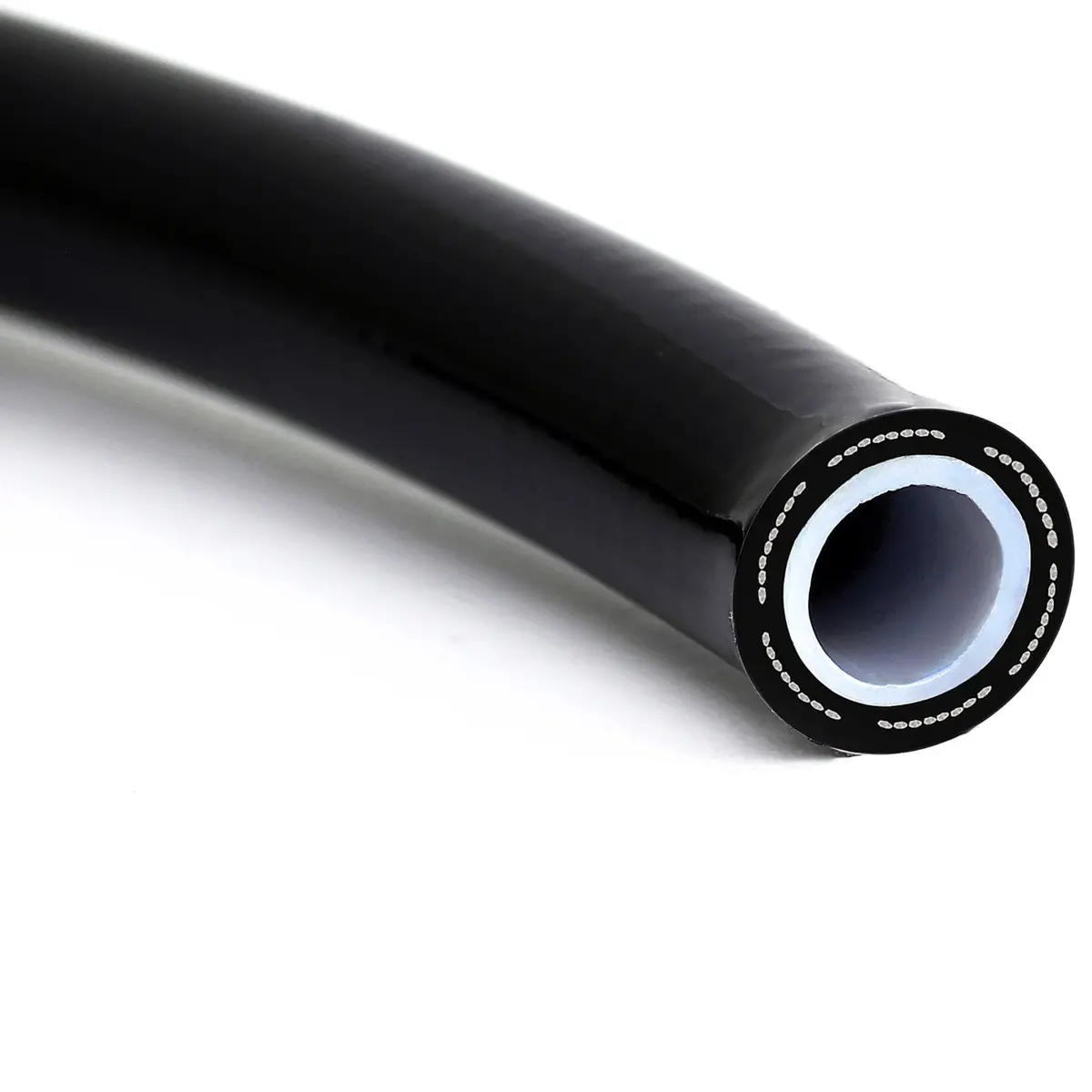 Hps Performance -3 Ptfe Stainless Steel Reinforced Braided Hose With Black Pvc Sleeve, Black 1