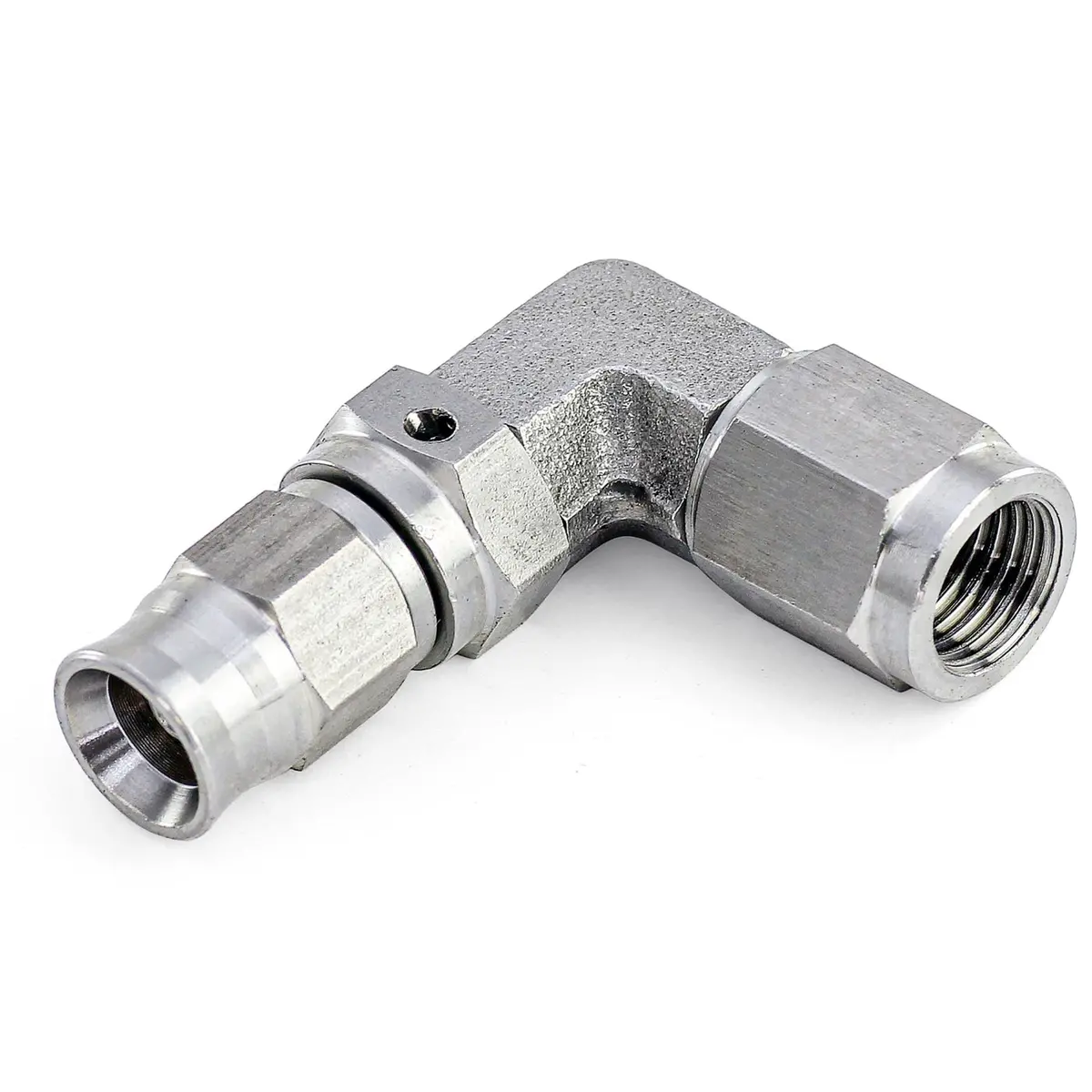 Hps Performance 90 Degree -3 Compression Teflon Hose End To An Female For Ptfe Hose, Stainless Steel 1