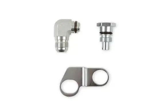 Earl's Remote Reservoir Adapter Kit For Saginaw Type Ii Power Steering Pumps Includes -10 An Reservoir Fitting, Flow Valve, And Retaining Bracket 1