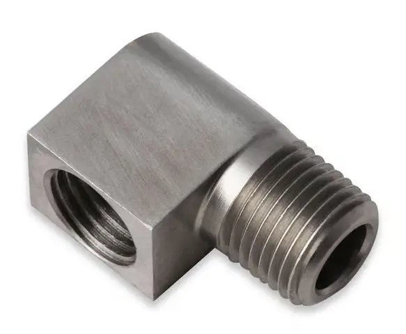 Earl's Hardline Adapter - 90 Degree Stainless Steel - 1/8" Npt Male To 3/8"-24 Inverted Flare Female. 1