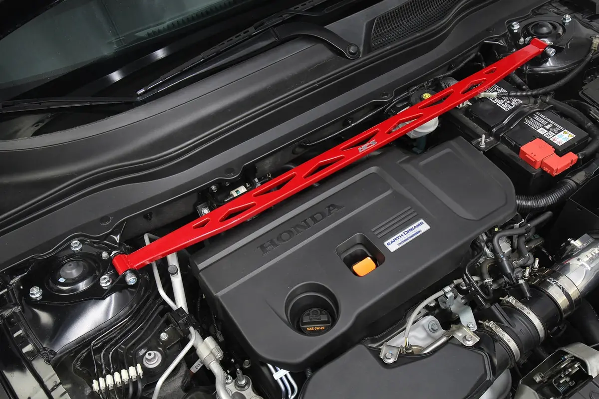 Hps Performance Aluminum Front Strut Tower Brace Bar, Red, 42-104R 2