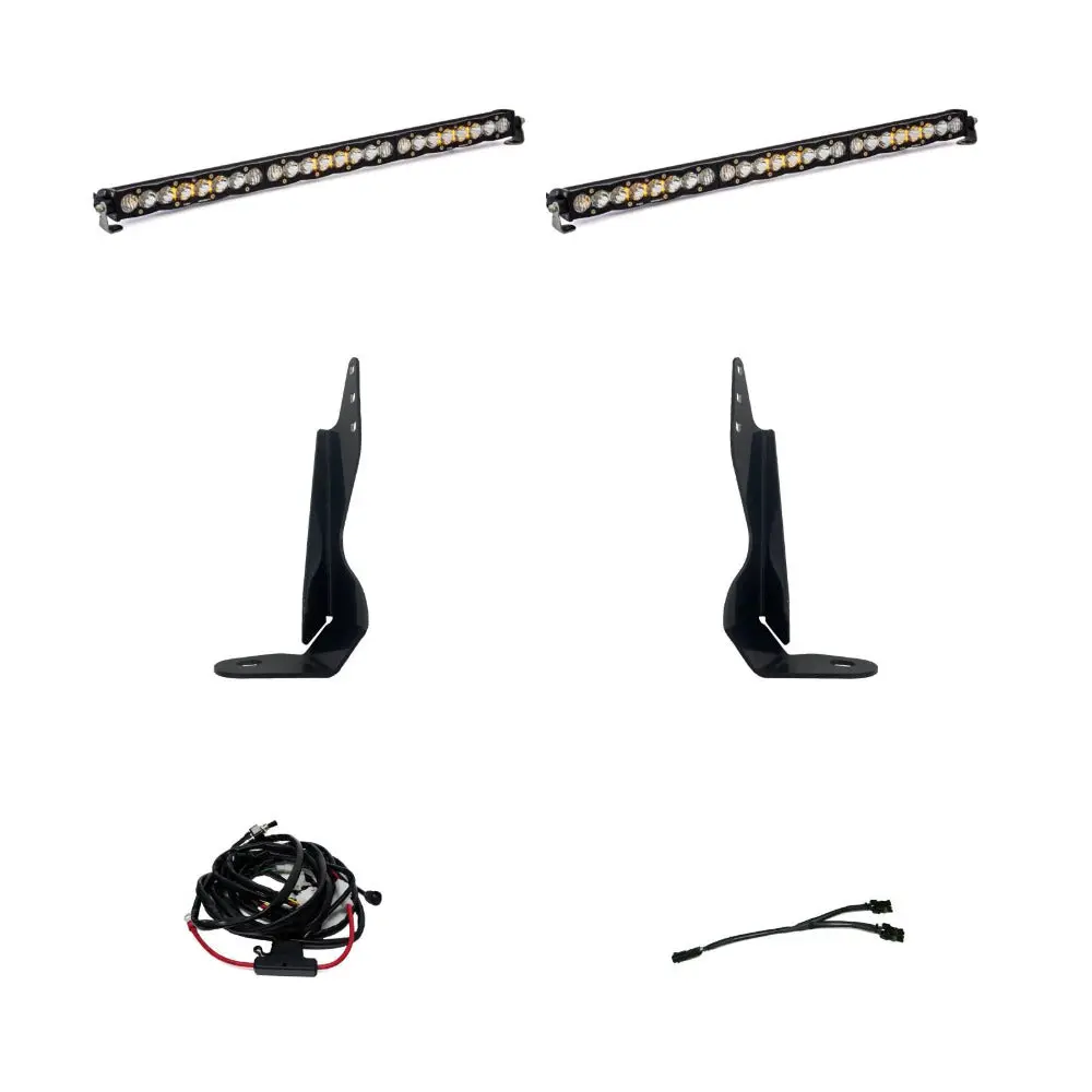'20-22 Gmc 2500/3500 Baja Designs Dual 30" S8 Behind The Grille Led Light Bar Kit 1
