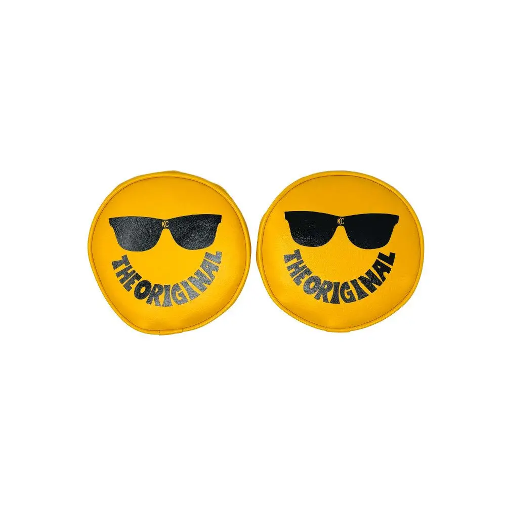 Kc Hilites Cover; Retro 6" Vinyl Yellow W/ "The Original" Smiley Sunglasses (Pr) 1