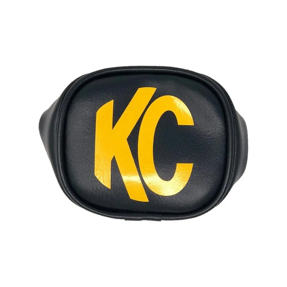 Kc Hilites 3" Soft Vinyl Cover - Round - Pair - Black / Yellow Kc Logo 1