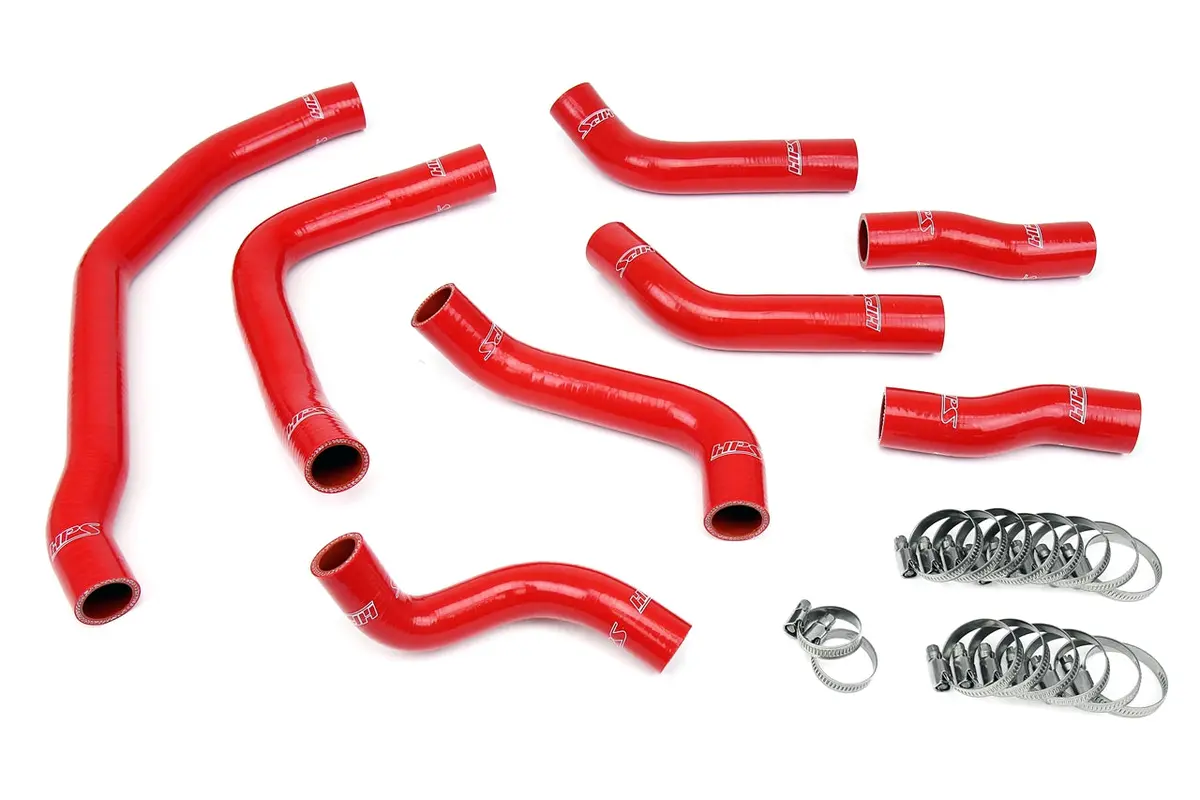 Hps Performance High Temp Reinforced Silicone Radiator Coolant Hose Kit, Red, 57-1501-Red 1