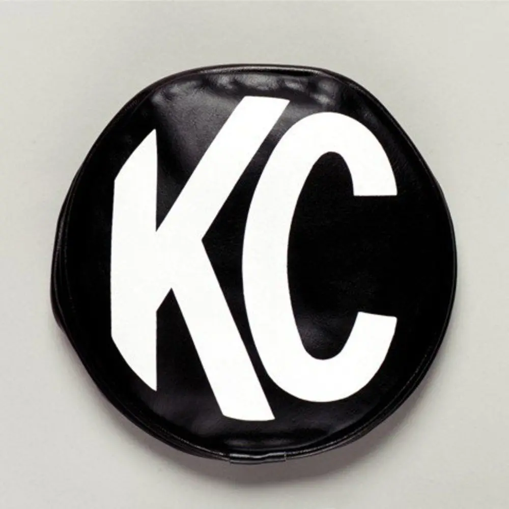 Kc Hilites 8" Light Cover - Round - Soft Vinyl - Pair - Black / White Kc Logo 1