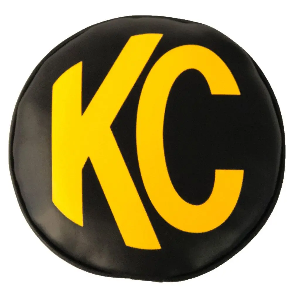 Kc Hilites 8" Light Cover - Soft Vinyl - Pair - Black / Yellow Kc Logo 1