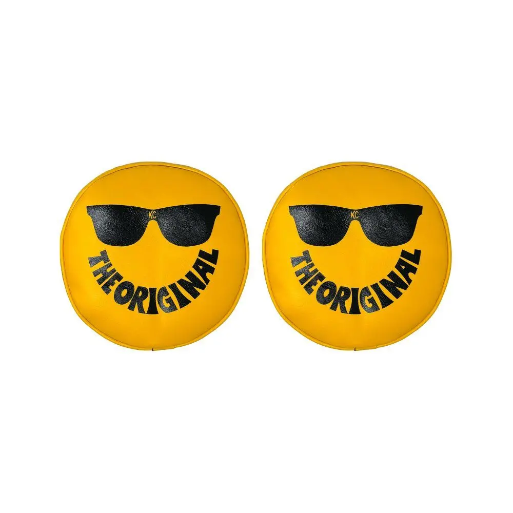 Kc Hilites Cover; Retro 8" Vinyl Yellow W/ "The Original" Smiley Sunglasses (Pr) 1