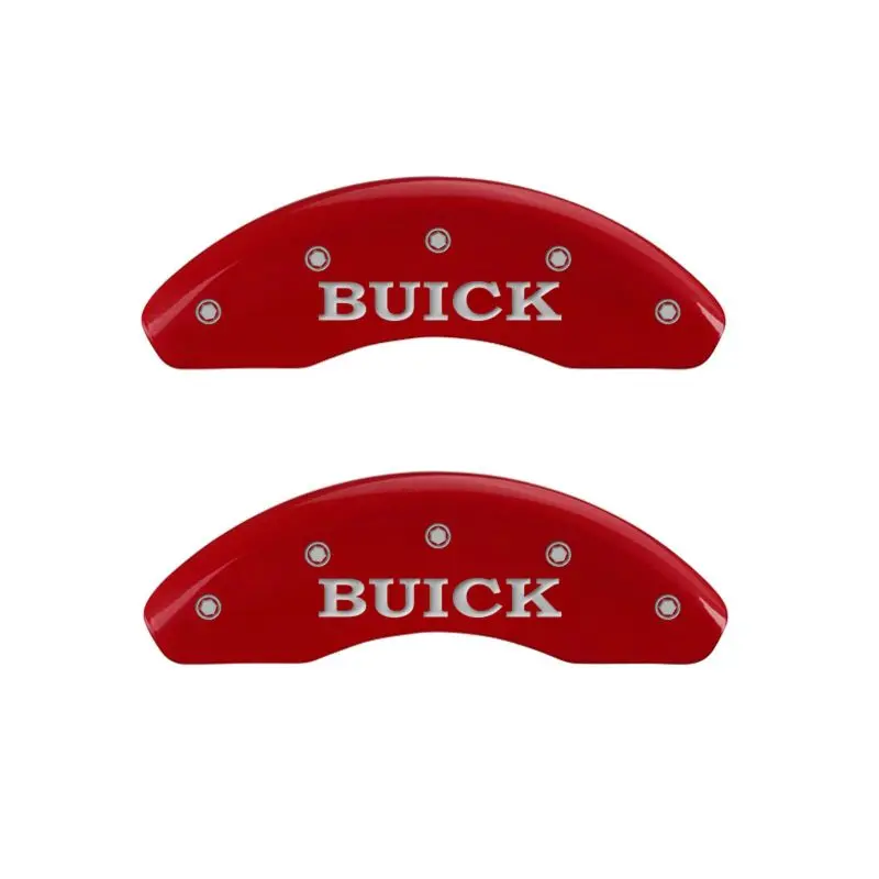 Mgp Engraved 4-Piston Caliper Covers – Front Red/Silver Finish For 2002 Buick Lesabre 1