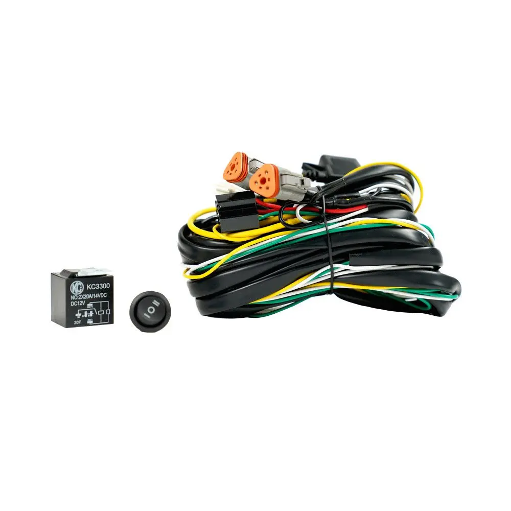 Kc Hiliteswiring Harness - 40 Amp Relay - 3 Position Led Rocker Switch - 3-Pin Deutsch Connectors 1