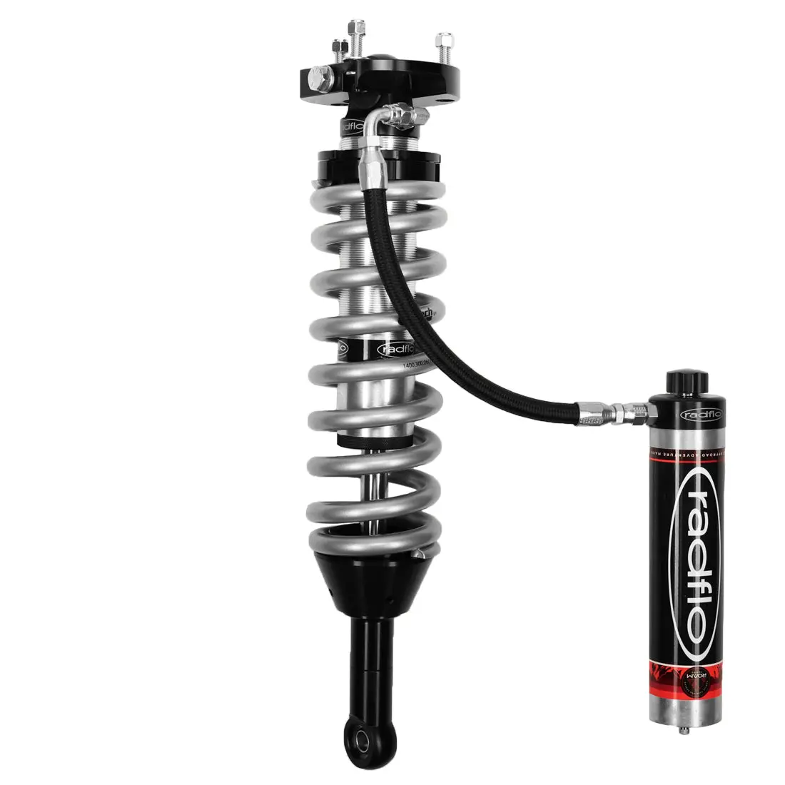 Radflo 2.5 Front Coilover Kit W/Remote Reservoir + Hi/Lo Compression Adjuster Ext Aftermarket Uca Required | 3″ Lift | Toyota Tundra 2007-2021 1