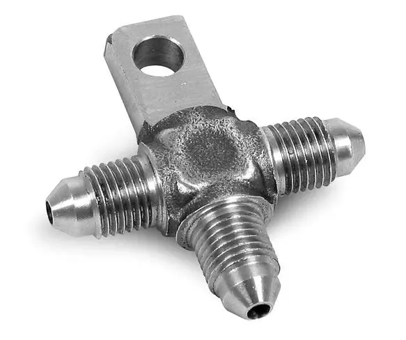 Earl's Tee W/ Mount -3 Male, Steel Electroless Nickel Plated, 3/8" Or 10Mm Mounting Hole 1