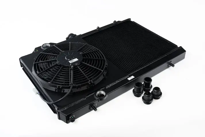 Mitsubishi Evo 4/5/6/7/8/9 Full Size Slim Radiator W/ 12In Spal Fan - Black 1