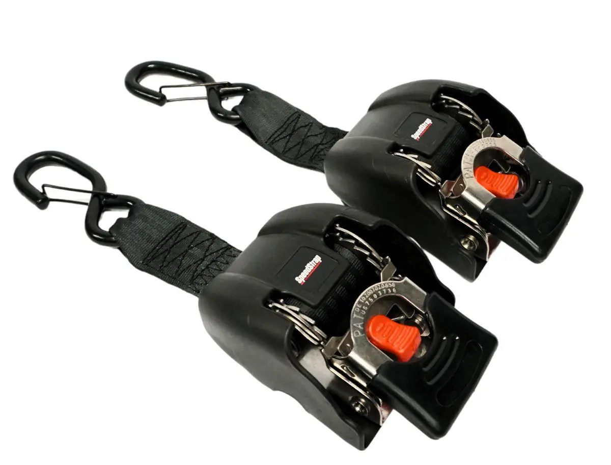 2” X 43” Stainless Steel Retractable Marine Transom Tie-Down Straps With Snap S-Hooks (2 Pack) 1