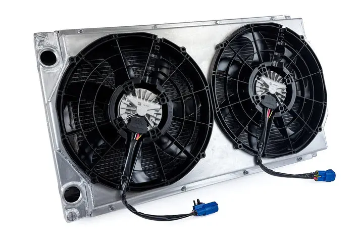 Motorsport Dual-Pass Radiator With Shroud + 14" Spal Brushless Fans & Harnesses 1