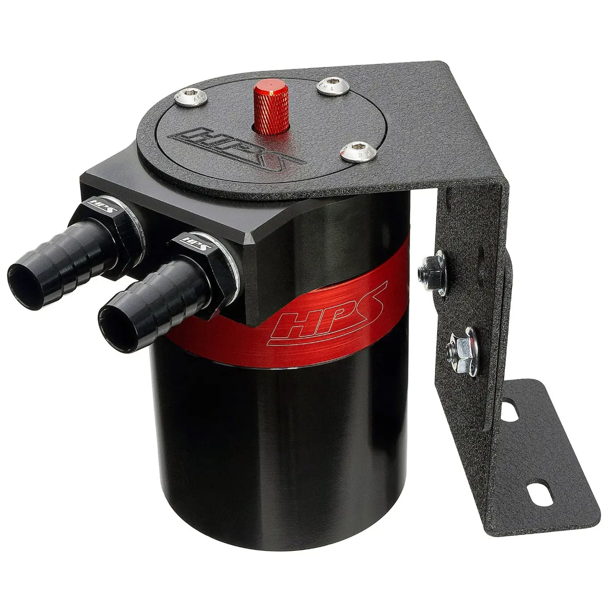 Hps Performance Aluminum Oil Catch Can Kit With 3/8" Barb Adapters And Rubber Hoses, 861-501 1