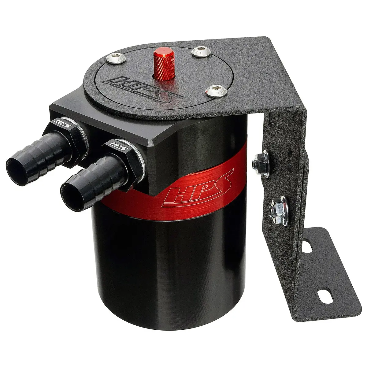 Hps Performance Aluminum Oil Catch Can Kit With 1/2" Barb Adapters And Rubber Hoses, 861-502 1