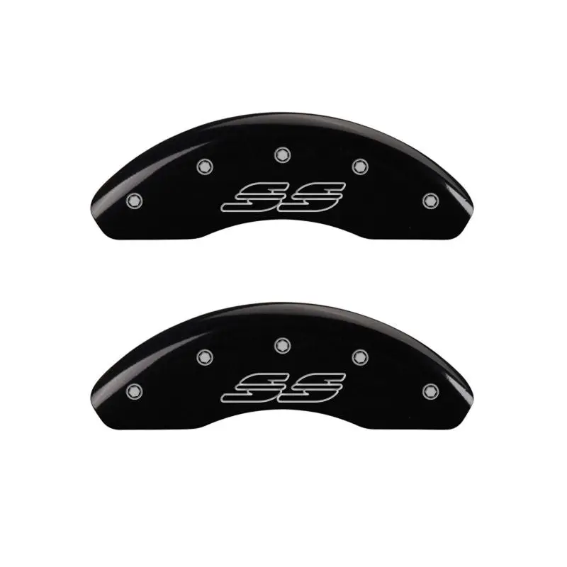 Mgp 4 Caliper Covers Engraved Front & Rear Impala Style/Ss Black Finish Silver Ch 1