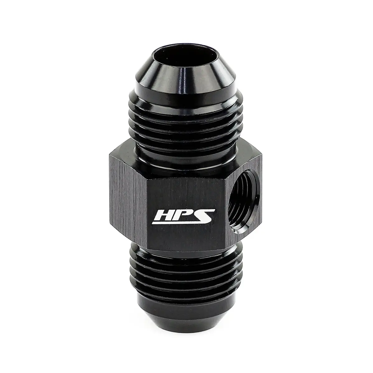 Hps Performance -3 An Male To Male Adapter With 1/8" Npt Female Port, Aluminum, Black 1