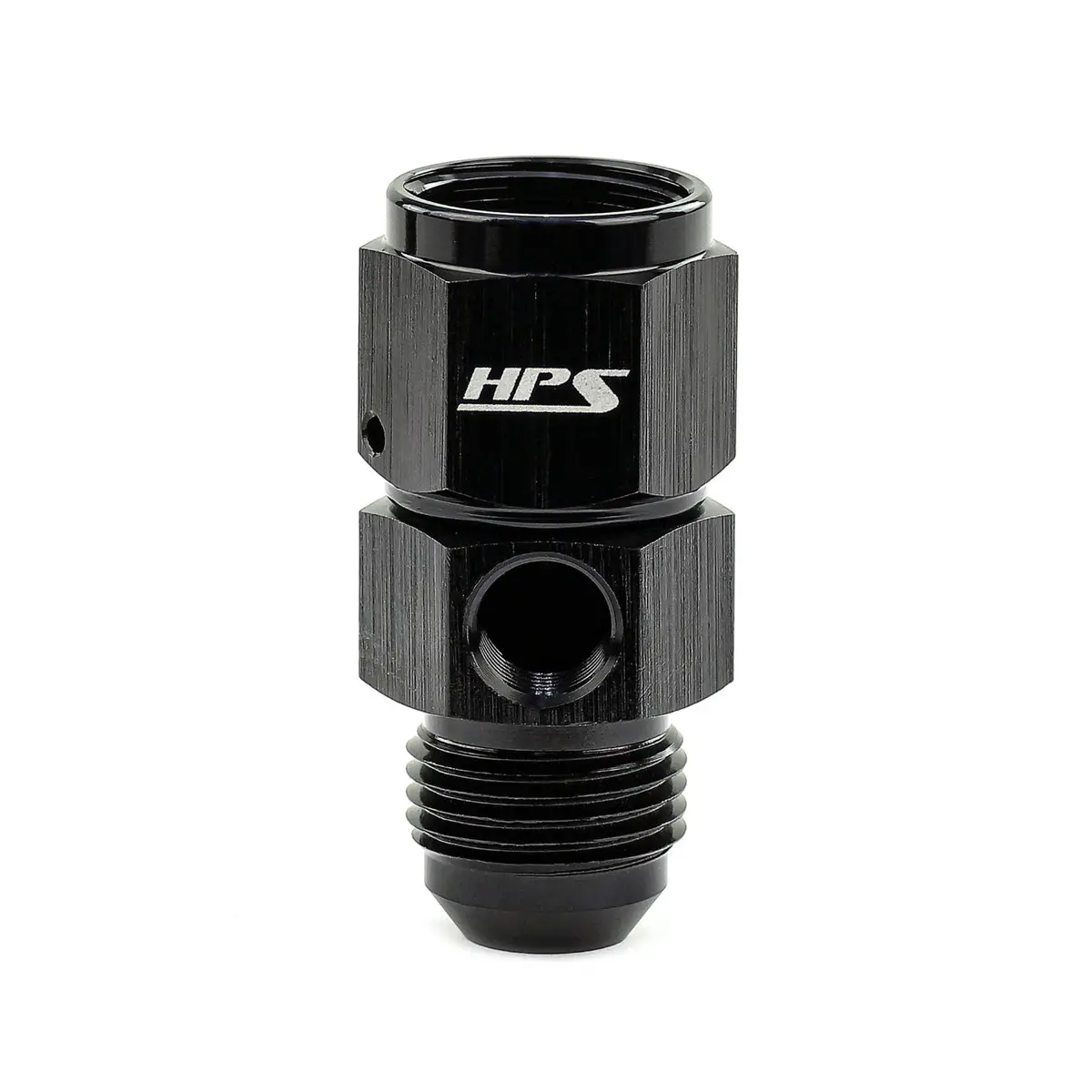 Hps Performance -4 An Male To Female Fuel Pressure Gauge Adapter With 1/8" Npt Female Port, Aluminum, Black 1