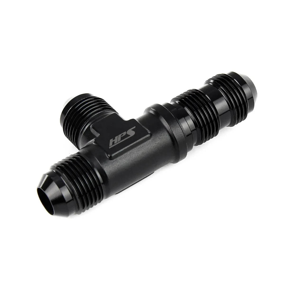 Hps Performance Tee On Run -10 An Male To Male Bulkhead Adapter, Aluminum, Black 1