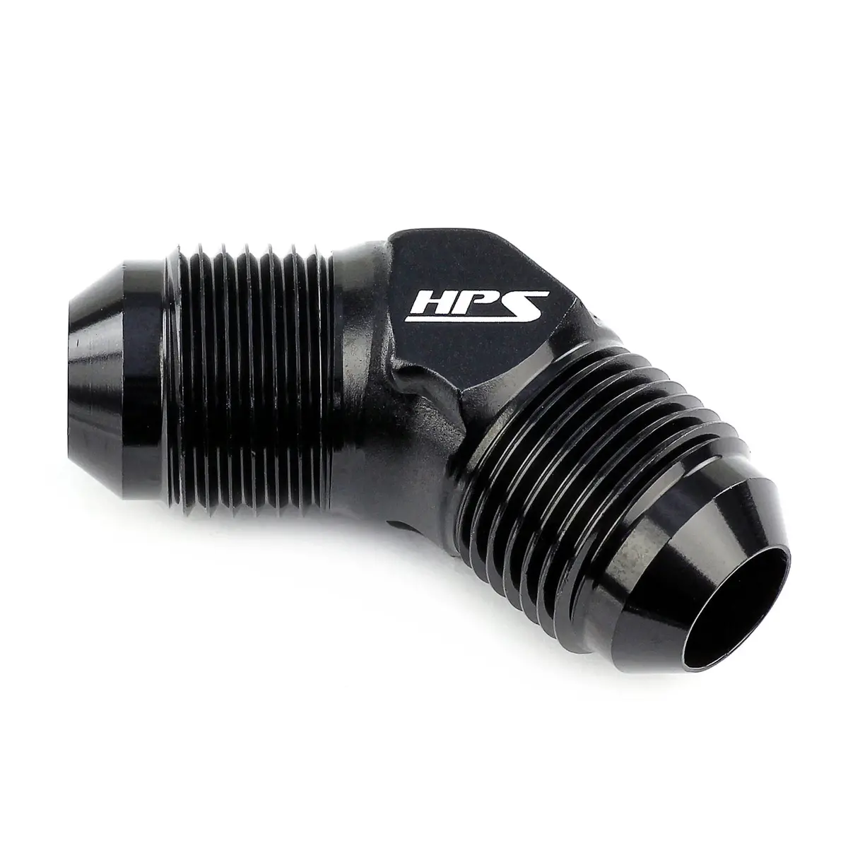 Hps Performance 45 Degree -4 An Male To Male Union Adapter, Aluminum, Black 1