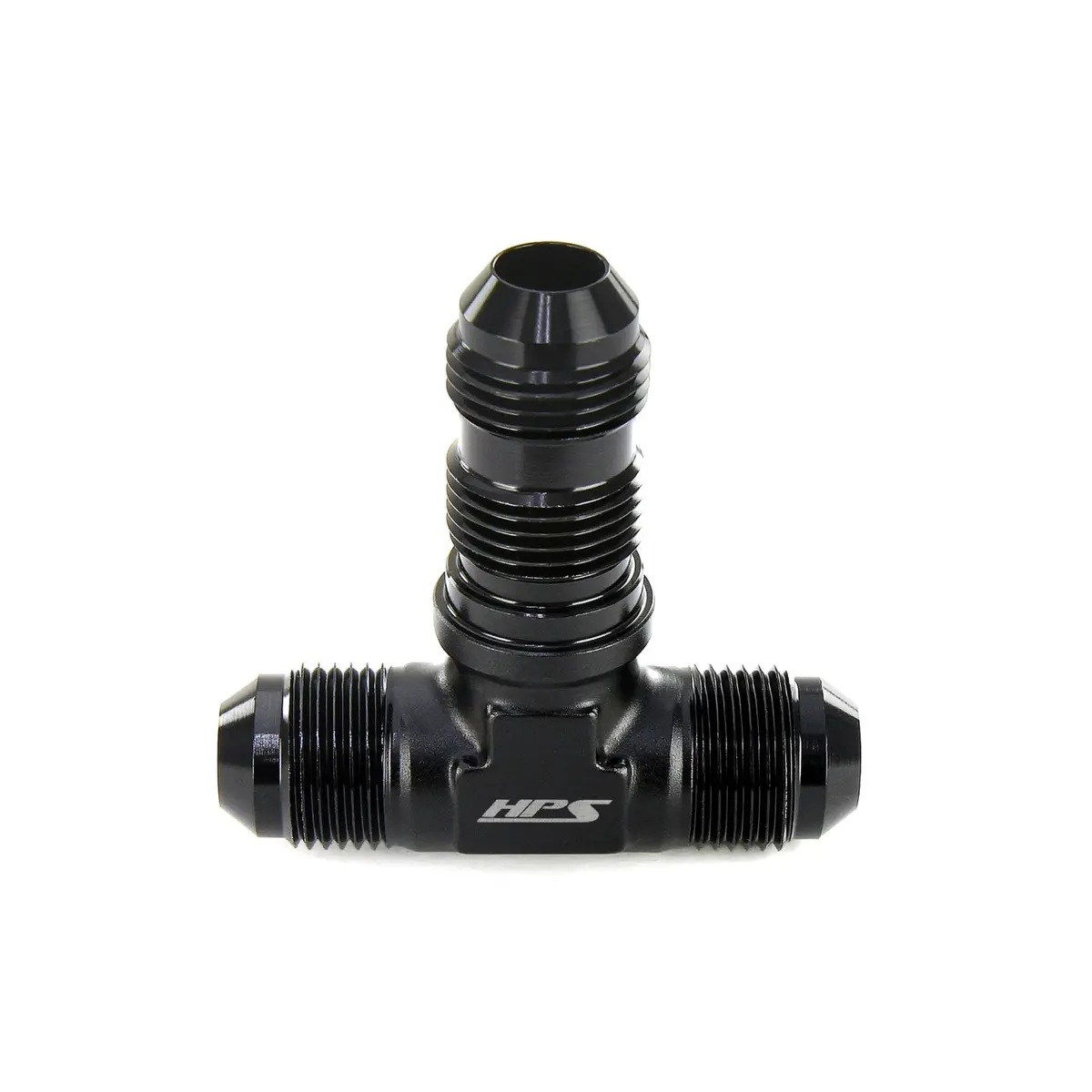 Hps Performance Tee -10 An Male To Male Bulkhead Adapter, Aluminum, Black 1