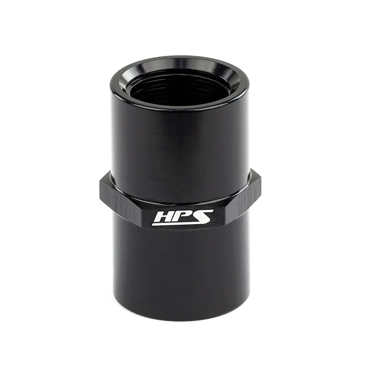 Hps Performance Straight 1/2'' Npt Female To Female Coupler Adapter, Aluminum, Black 1