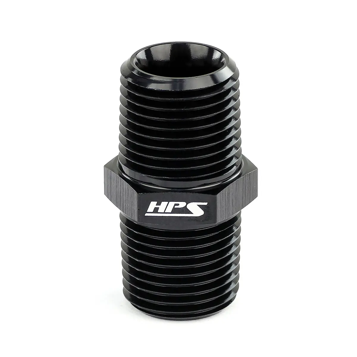 Hps Performance Straight 1/8'' Npt Male To Male Union Coupler Adapter, Aluminum, Black 1