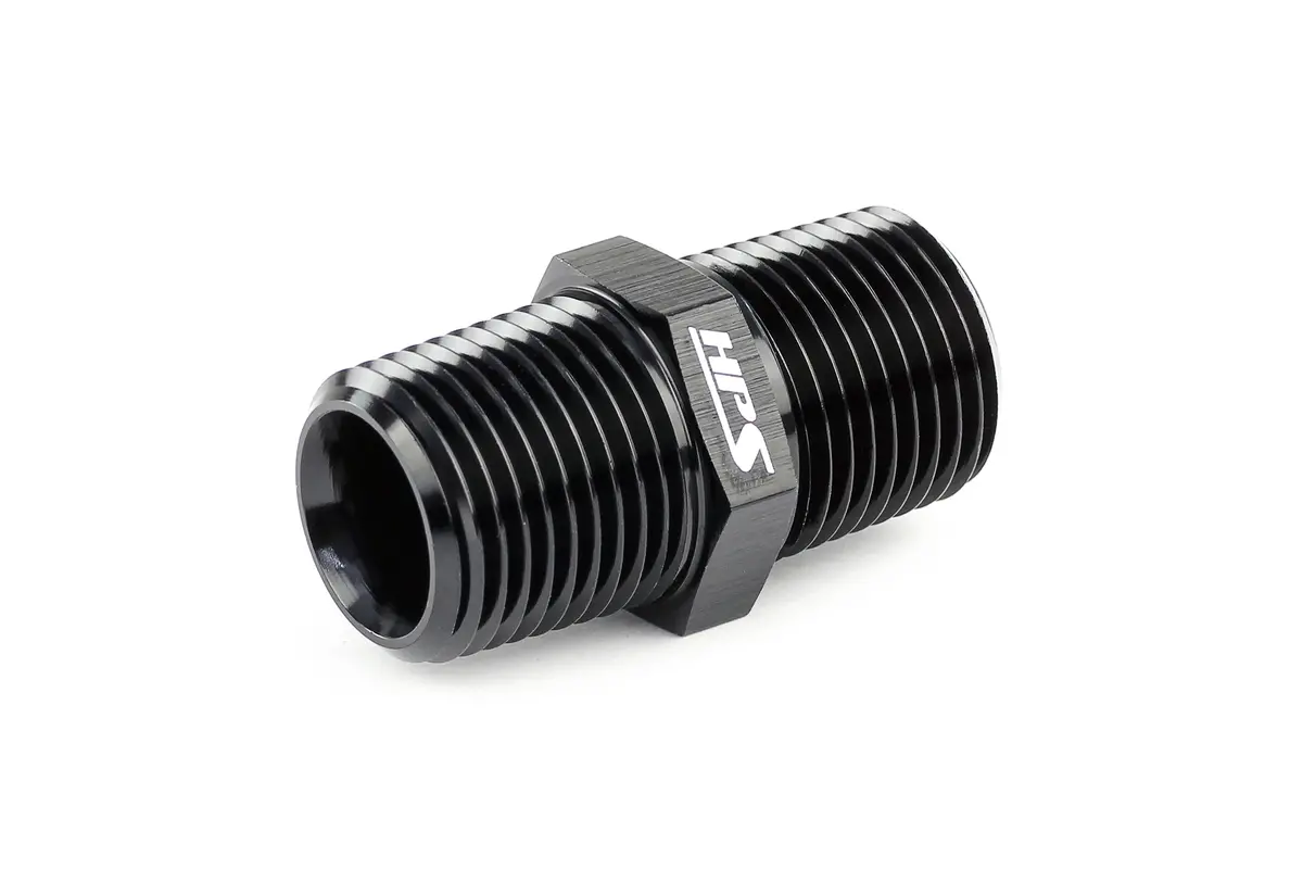 Hps Performance Straight 3/8'' Npt Male To Male Union Coupler Adapter, Aluminum, Black 2