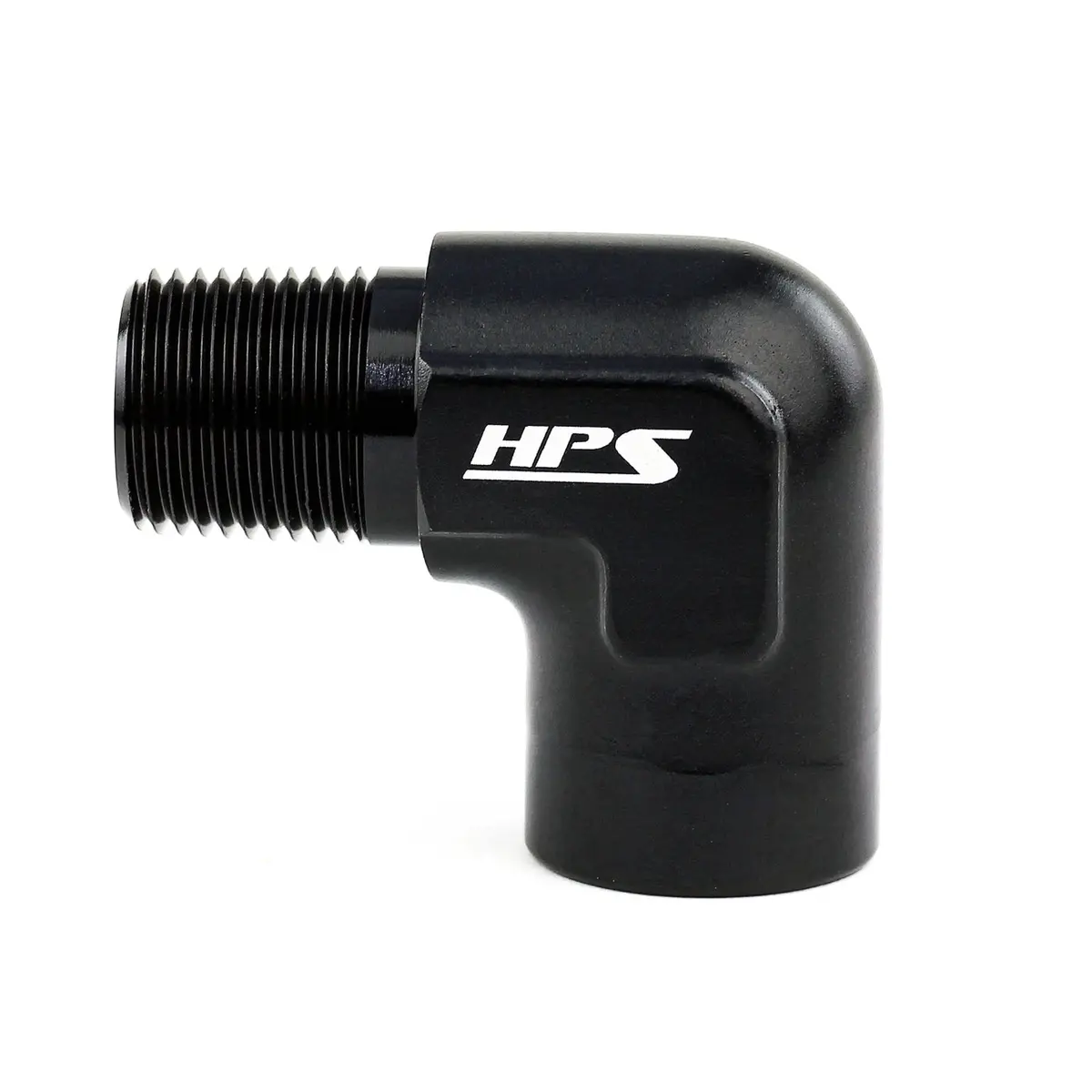 Hps Performance 90 Degree 1/4'' Npt Male To Female Adapter, Aluminum, Black 1