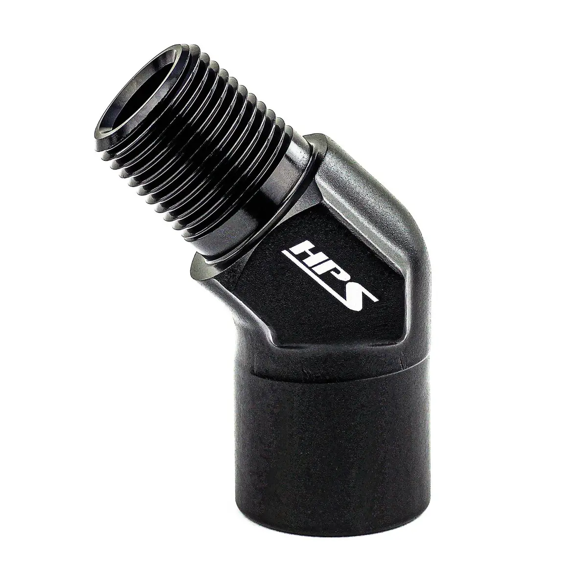 Hps Performance 45 Degree 1/8'' Npt Male To Female Adapter, Aluminum, Black 1