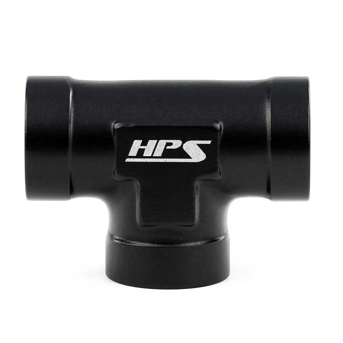 Hps Performance 1/2'' Npt Female Tee Coupler Adapter, Aluminum, Black 1