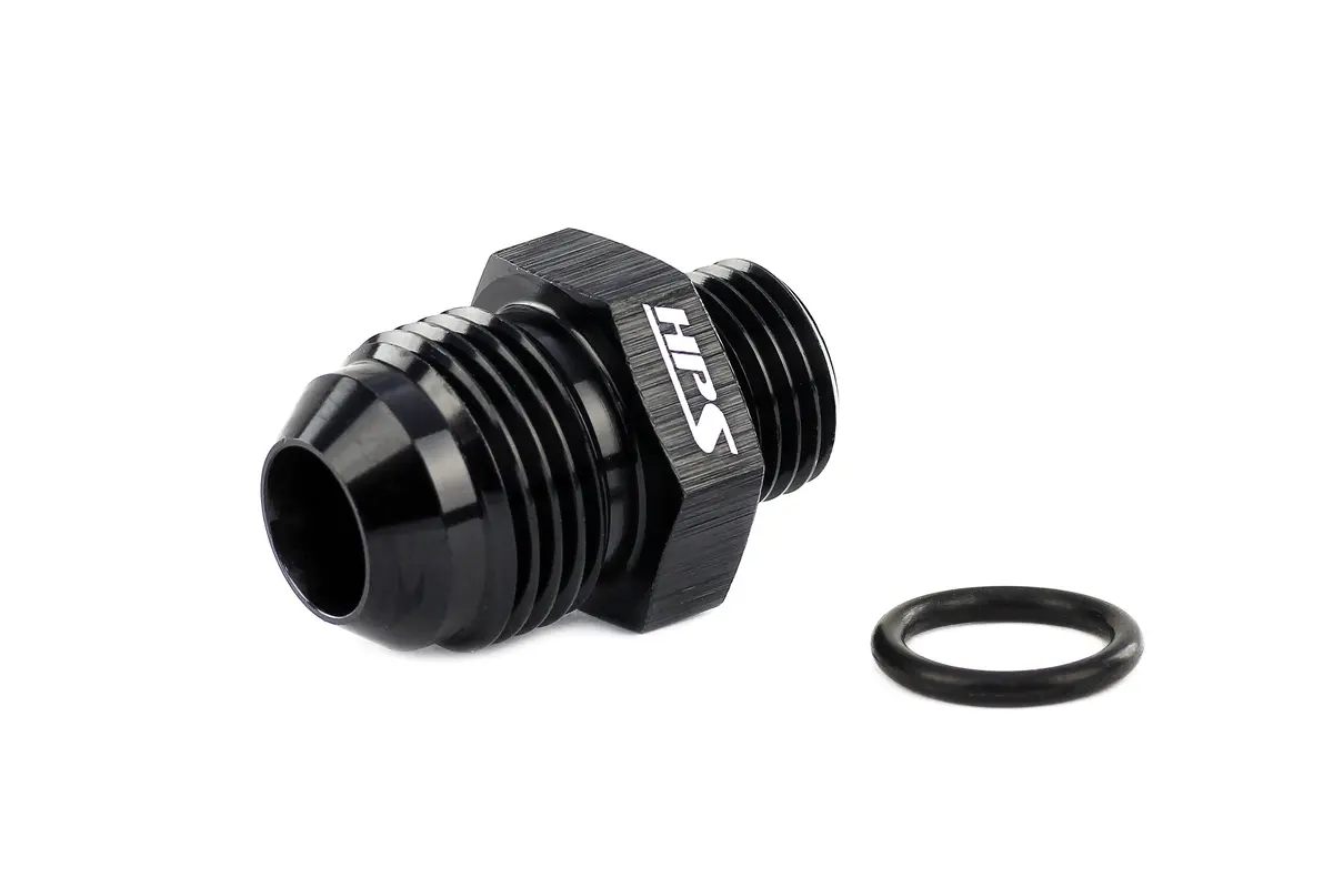 Hps Performance -3 An Male To -8 O-Ring Boss (Orb) Port Thread Male Adapter, Aluminum, Black 2